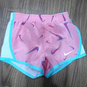Nike Girls 2T Dri-FIT Tempo Running Shorts - Pink/Teal Swoosh Print